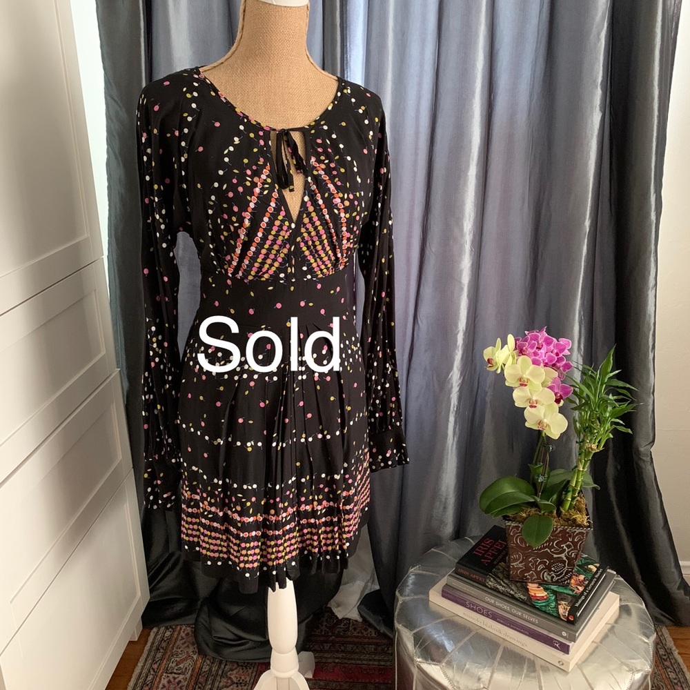 Free People Size 6 Polka Dot Long Sleeve Dress